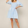 Women Skyes Are Blue Mini Dresses | Gingham Smocked Dress