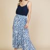 Women Skyes Are Blue Skirts | Floral Print Ruffled Wrap Skirt