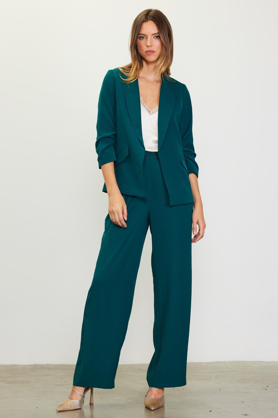 Women Skyes Are Blue Blazers | Recycled Shirred Sleeve Blazer