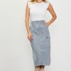 Women Skyes Are Blue Skirts | Cargo Detail Denim Midi Skirt