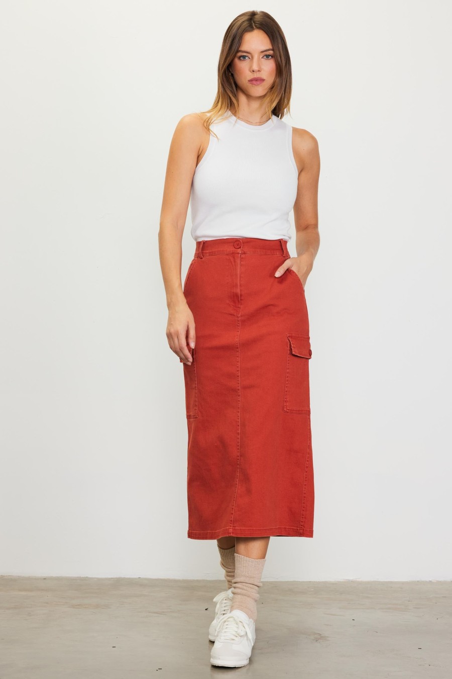 Women Skyes Are Blue Skirts | Cotton Twill Cargo Skirt