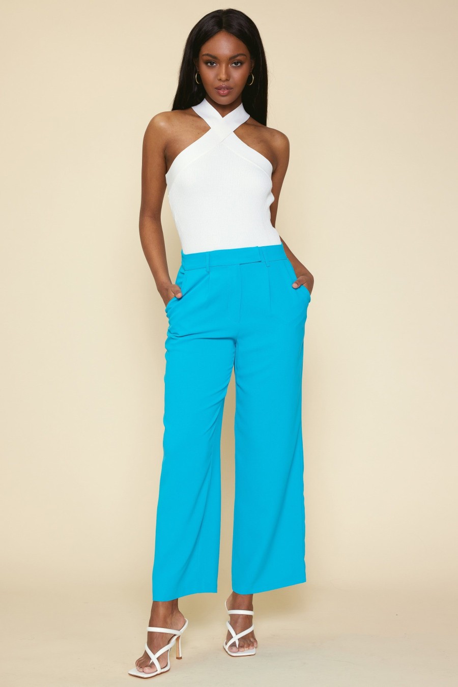 Women Skyes Are Blue Bottoms | Pintuck Wide Leg Trousers