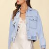 Women Skyes Are Blue Outerwear | Washed Denim Jacket