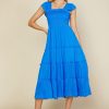 Women Skyes Are Blue Midi Dresses | Hathaway Tiered Midi Dress