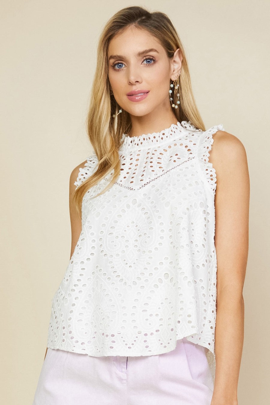 Women Skyes Are Blue Blouses | Eyelet Lace Top