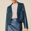 Women Skyes Are Blue Outerwear | Vegan Leather Moto Jacket