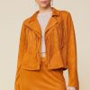 Women Skyes Are Blue Outerwear | Faux Leather Fringe Jacket