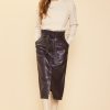 Women Skyes Are Blue Skirts | Vegan Leather Front Tie Midi Skirt