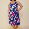 Women Skyes Are Blue Midi Dresses | Plus Size - Geo Print Pleated Midi Dress