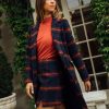 Women Skyes Are Blue Blazers | Double Breasted Plaid Coat