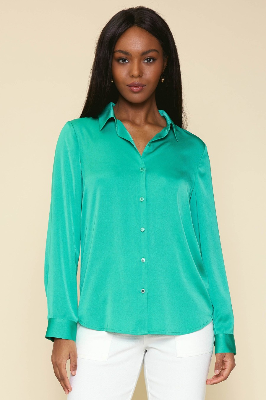 Women Skyes Are Blue Long Sleeve Tops | Recycled Classic Button Down Top