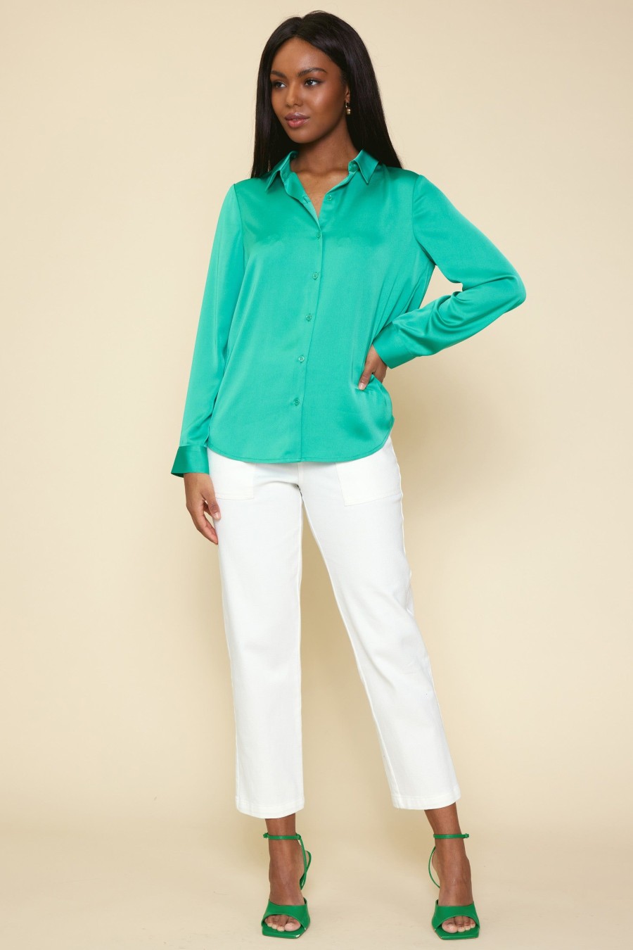 Women Skyes Are Blue Long Sleeve Tops | Recycled Classic Button Down Top