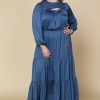 Women Skyes Are Blue Midi Dresses | Plus Size - Tiered Cutout Maxi Dress