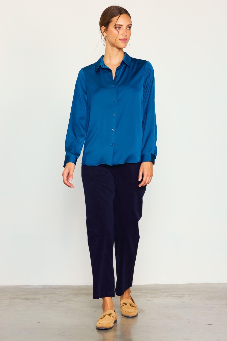 Women Skyes Are Blue Long Sleeve Tops | Recycled Classic Button Down