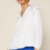 Women Skyes Are Blue Long Sleeve Tops | Adele Ruffled Split Neck Top