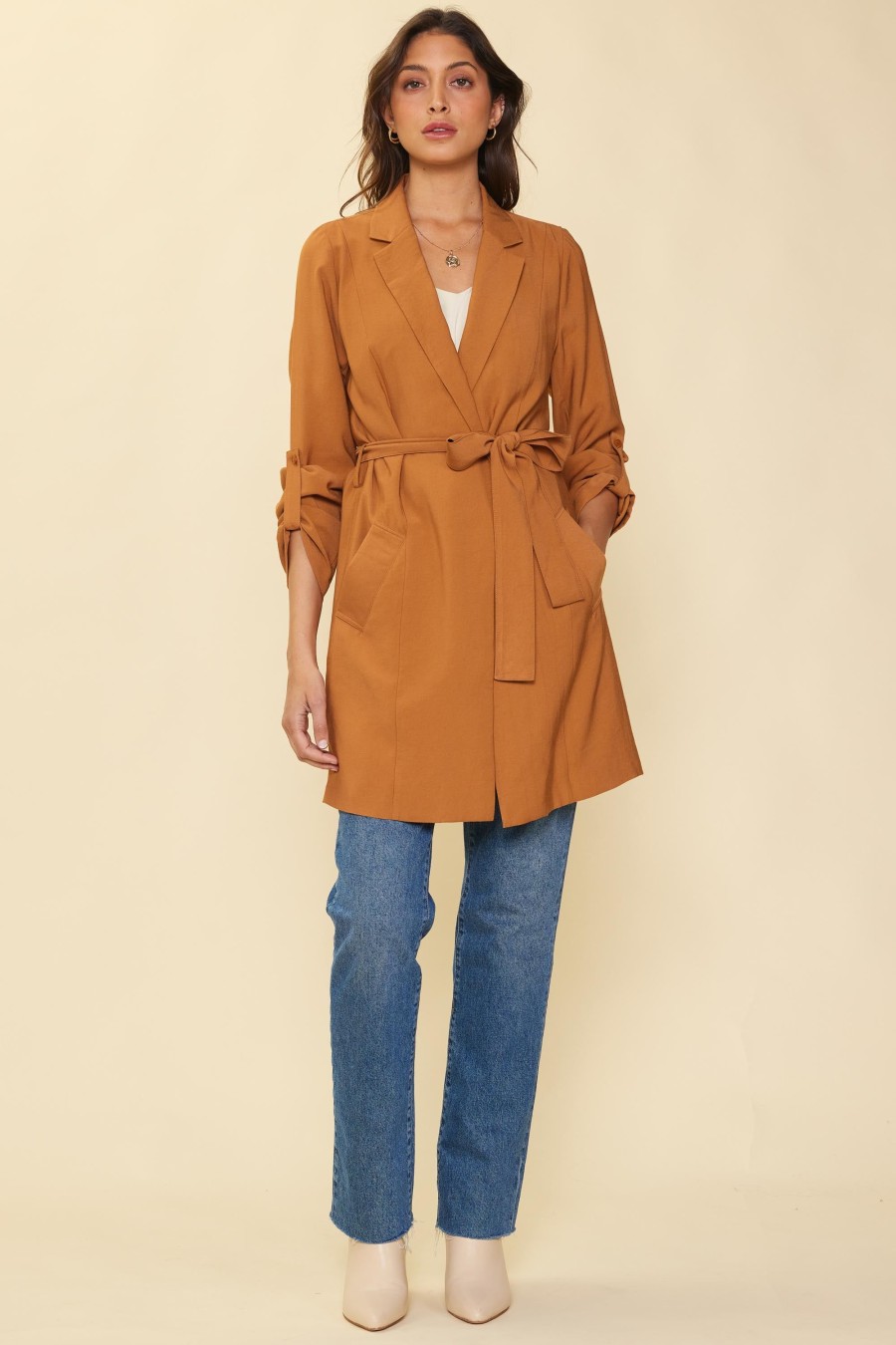 Women Skyes Are Blue Outerwear | Belted Trench Coat