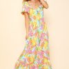 Women Skyes Are Blue Maxi Dresses | Lily Print Smocked Back Maxi Dress