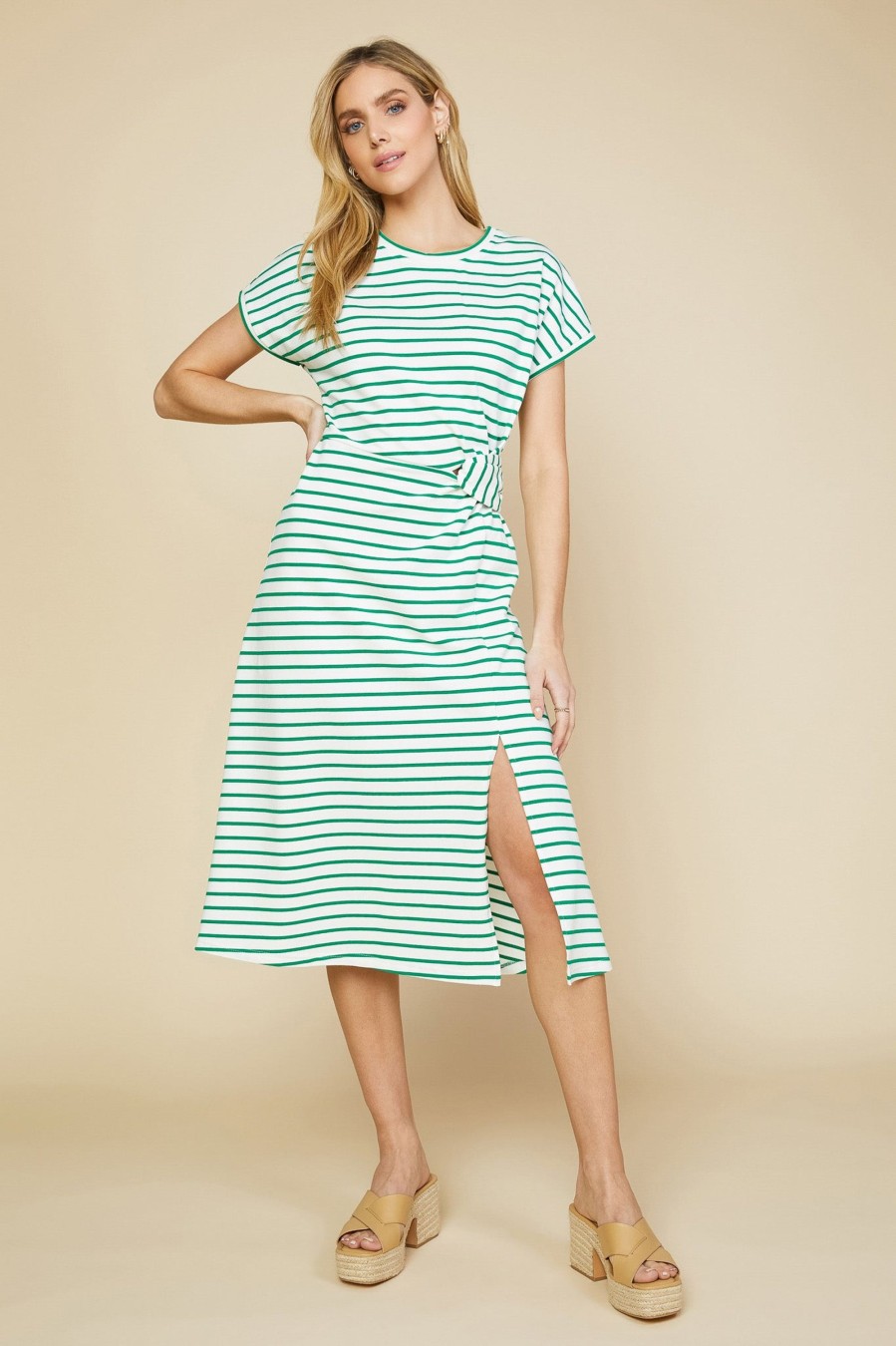 Women Skyes Are Blue Midi Dresses | Twist Detail Knit Dress