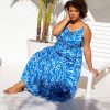 Women Skyes Are Blue Maxi Dresses | Plus Size - Sasha Spaghetti Midi Dress