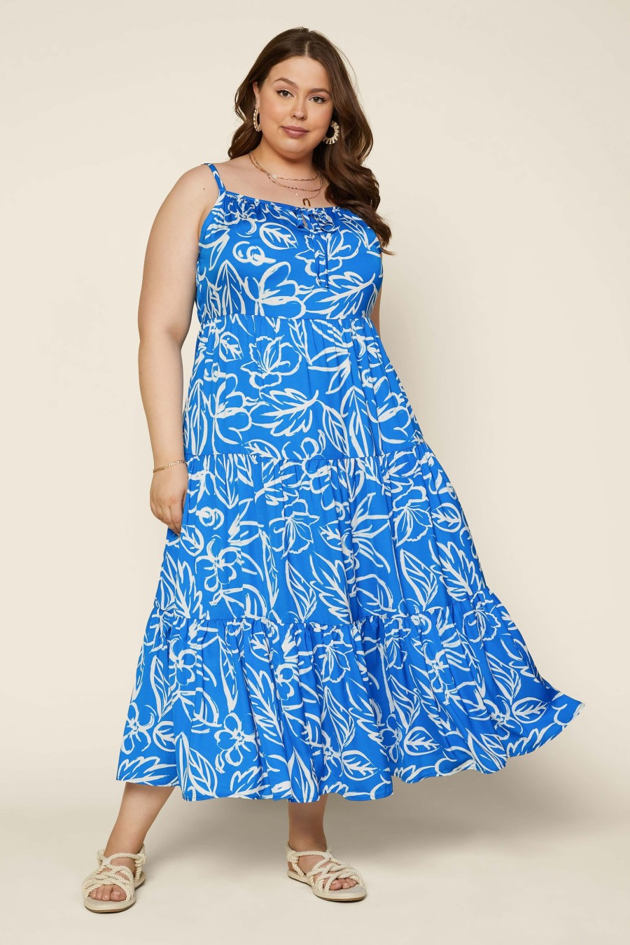 Women Skyes Are Blue Maxi Dresses | Plus Size - Sasha Spaghetti Midi Dress