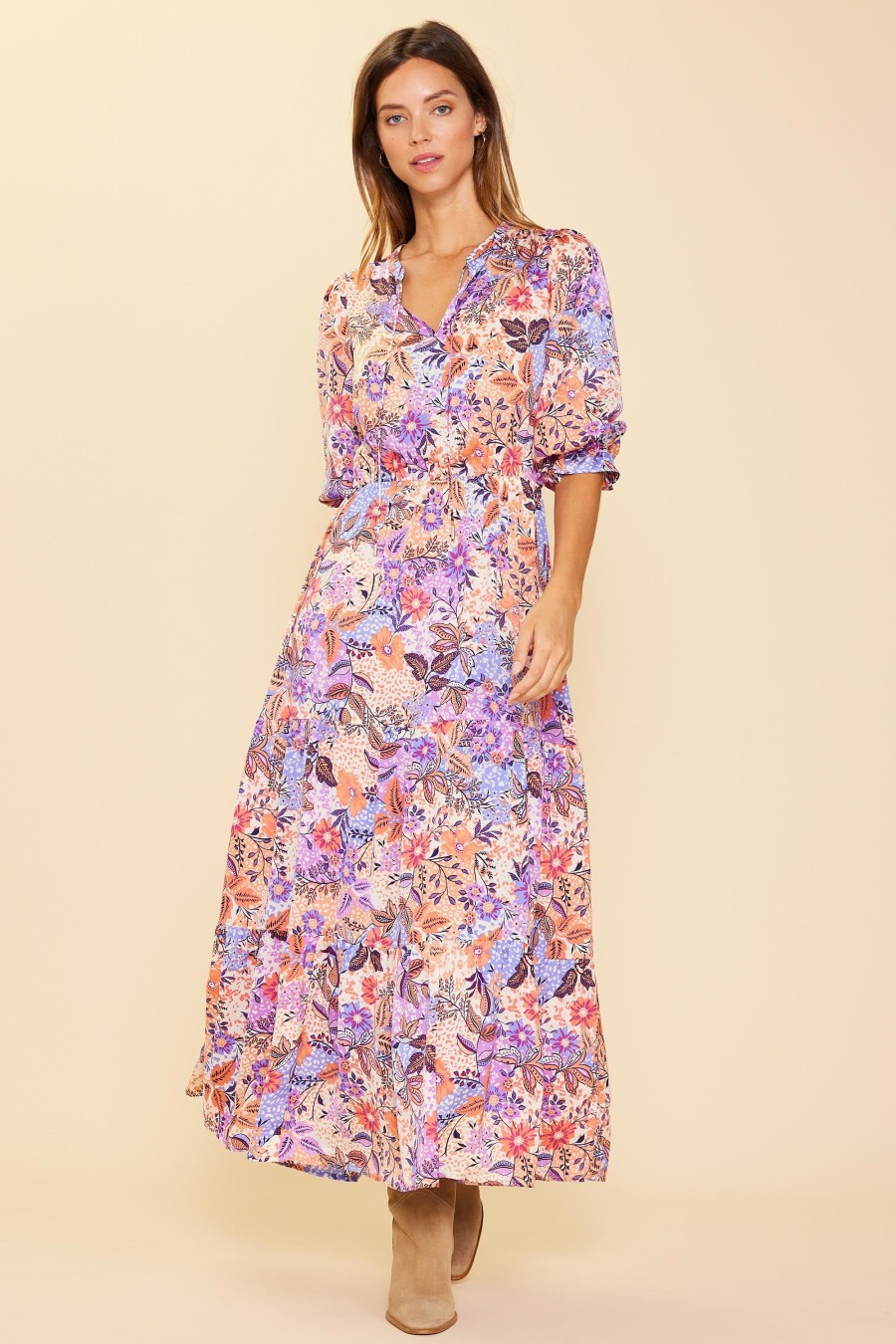 Women Skyes Are Blue Maxi Dresses | Dahlia Print Maxi Dress