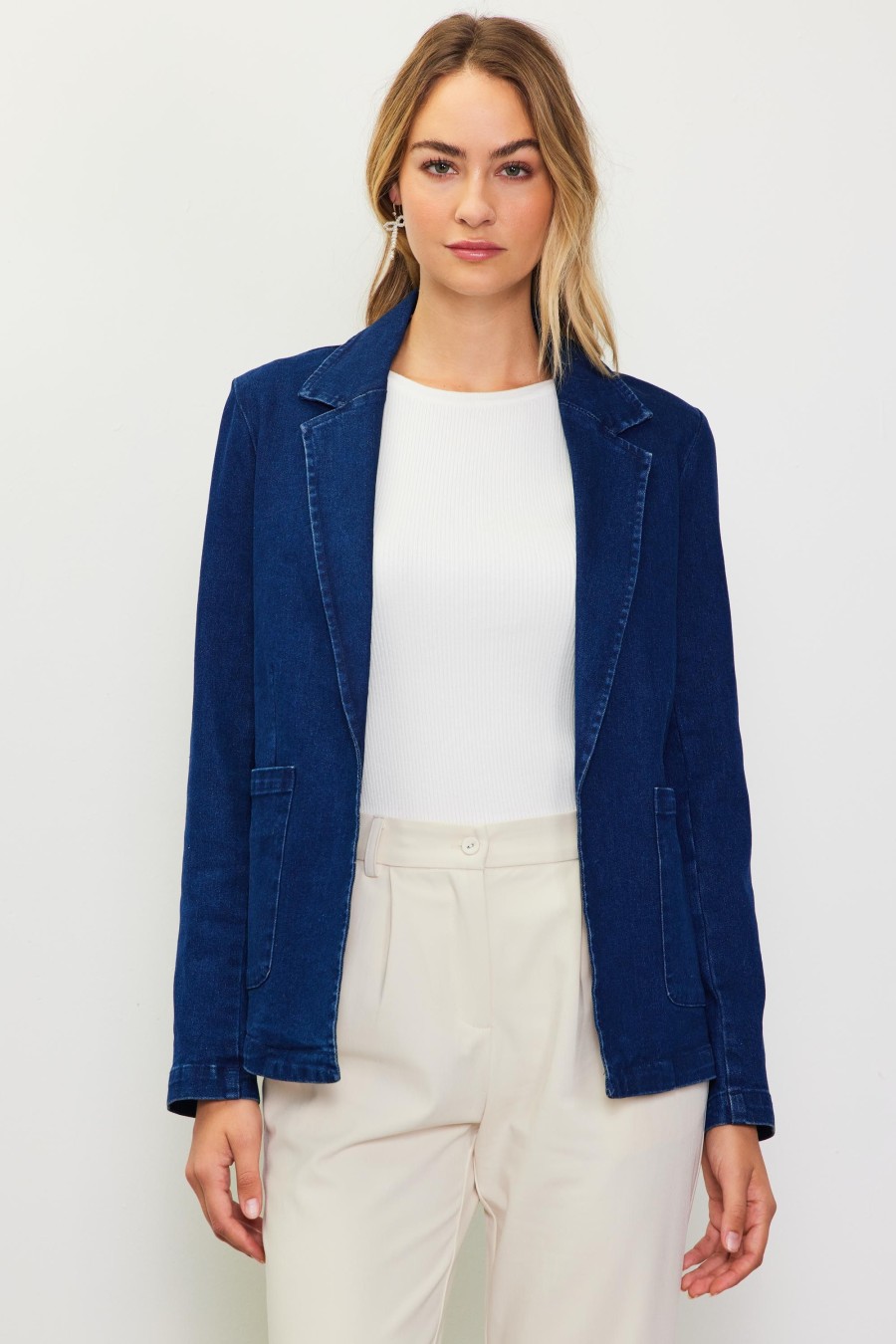 Women Skyes Are Blue Blazers | Washed Denim Blazer