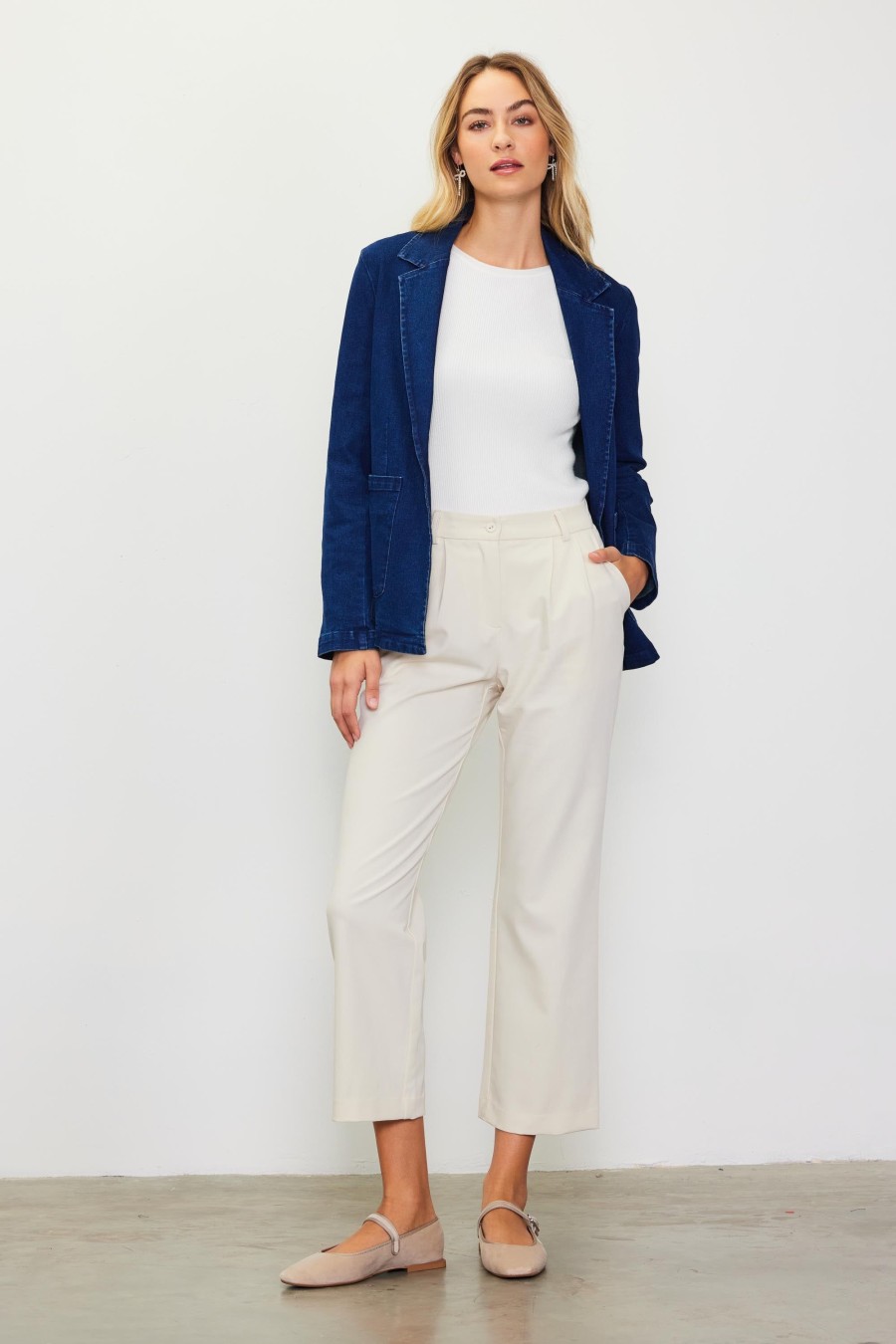 Women Skyes Are Blue Blazers | Washed Denim Blazer