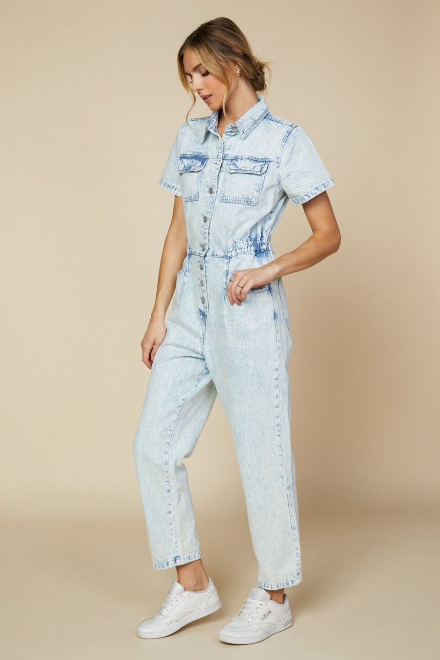 Women Skyes Are Blue Jumpsuits | Denim Utility Jumpsuit