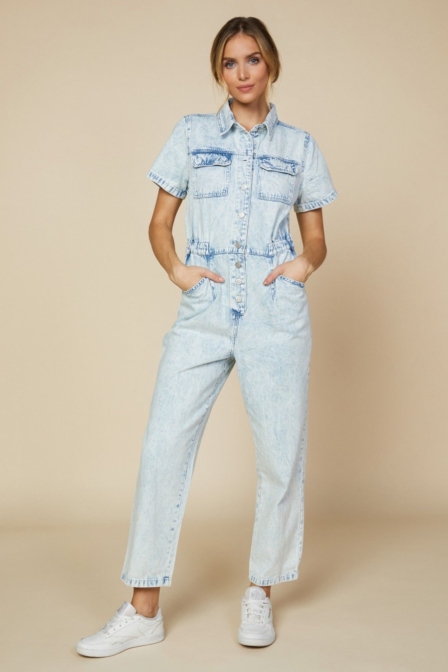 Women Skyes Are Blue Jumpsuits | Denim Utility Jumpsuit