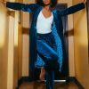 Women Skyes Are Blue Outerwear | Velvet Duster Coat