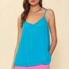 Women Skyes Are Blue Sleeveless Tops | Back Strap Detail Pleated Cami