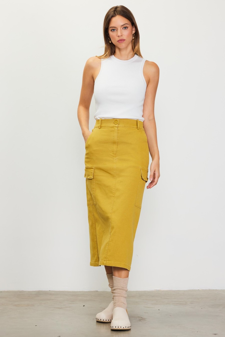 Women Skyes Are Blue Skirts | Cotton Twill Cargo Skirt