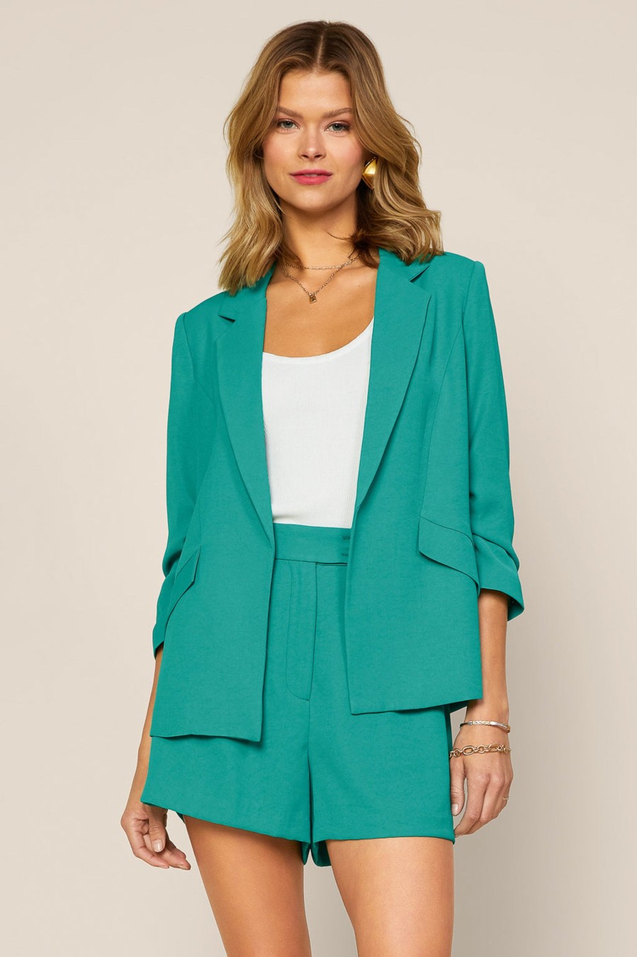 Women Skyes Are Blue Blazers | Recycled Shirred Sleeve Blazer