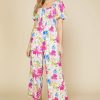 Women Skyes Are Blue Jumpsuits | Floral Smocked Bodice Jumpsuit