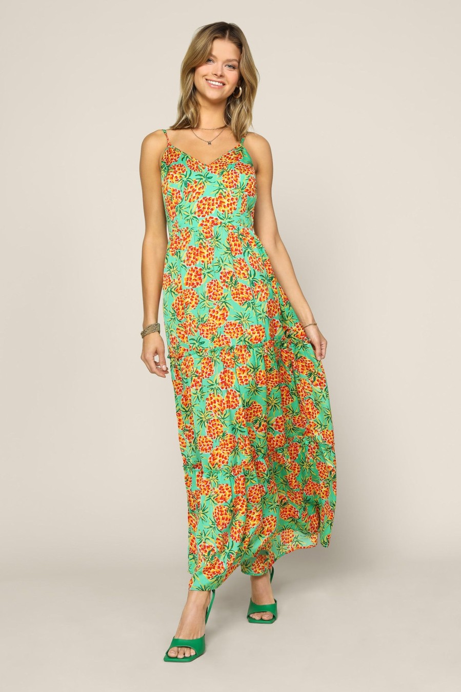 Women Skyes Are Blue Maxi Dresses | Tropical Print Maxi Dress