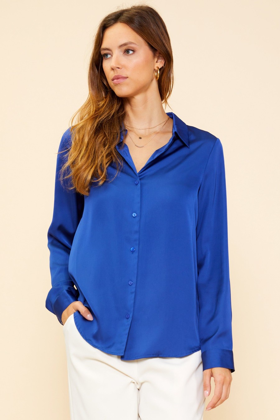 Women Skyes Are Blue Long Sleeve Tops | Recycled Classic Button Down Top