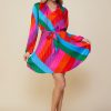 Women Skyes Are Blue Mini Dresses | Multicolor Pleated Dress