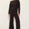 Women Skyes Are Blue Bottoms | Ribbed Knit Wide Leg Pants