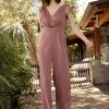 Women Skyes Are Blue Jumpsuits | Satin Tie Shoulder Jumpsuit