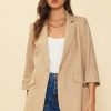 Women Skyes Are Blue Blazers | Linen Pinstripe Cuffed Blazer