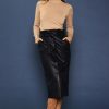 Women Skyes Are Blue Bottoms | Vegan Leather Front Tie Midi Skirt