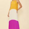 Women Skyes Are Blue Maxi Dresses | Pleated Color Block Maxi Dress