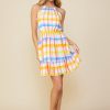 Women Skyes Are Blue Mini Dresses | Multi Plaid Halter Dress