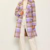 Women Skyes Are Blue Outerwear | Knee Length Plaid Coat