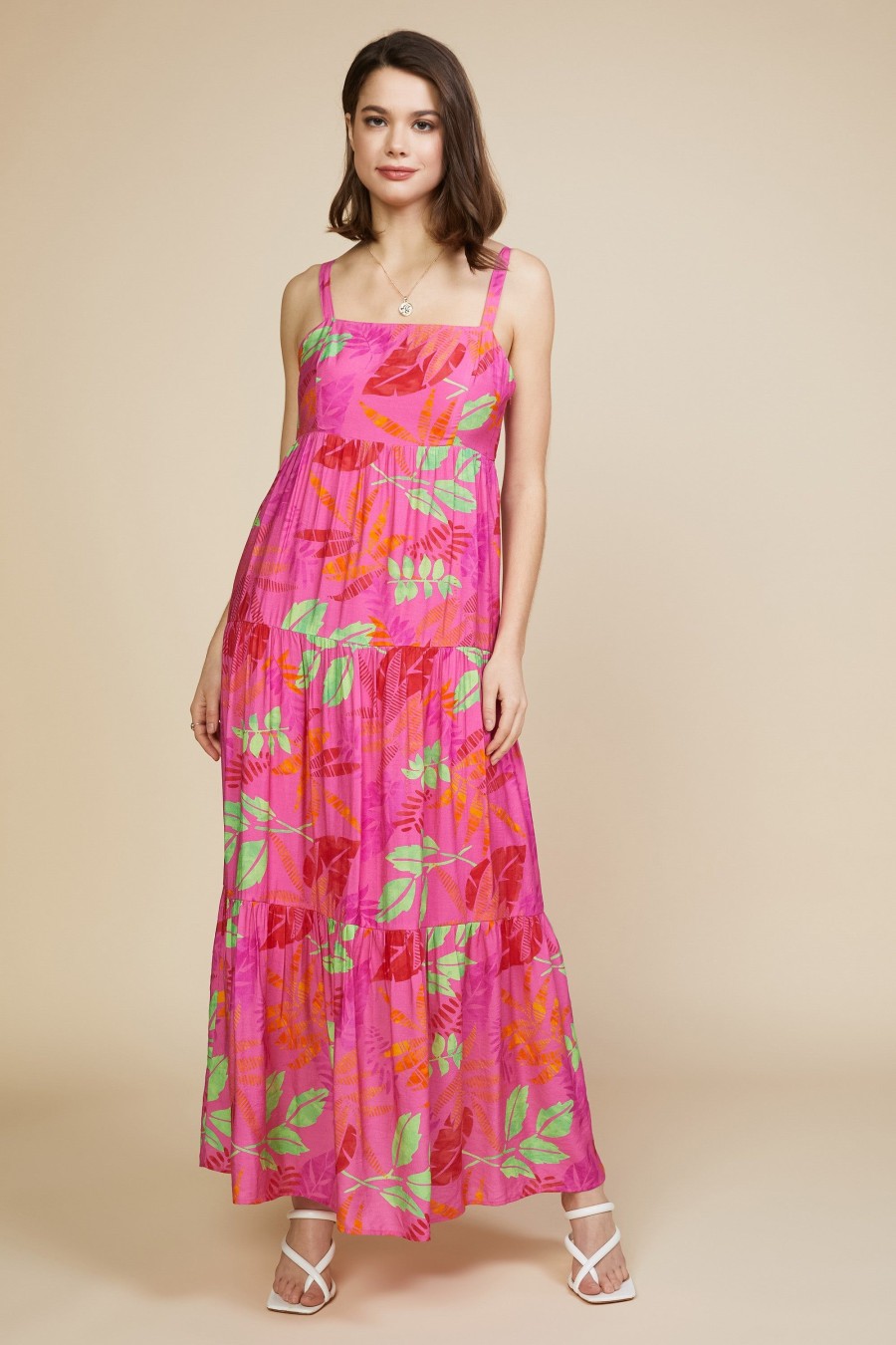 Women Skyes Are Blue Maxi Dresses | Tropical Print Maxi Dress