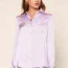 Women Skyes Are Blue Blouses | Satin Button Down Shirt