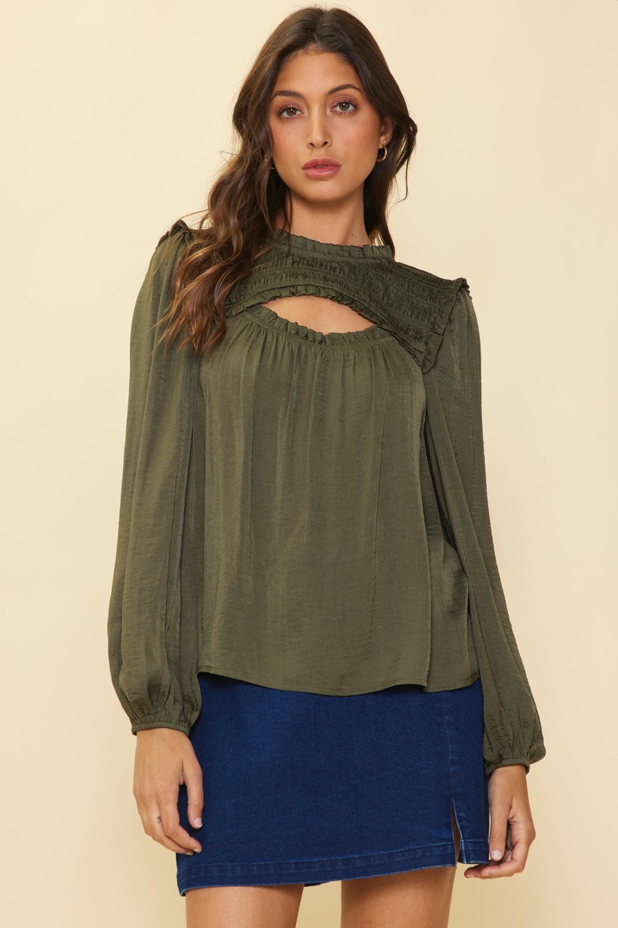 Women Skyes Are Blue Blouses | Cutout Yoke Blouse