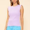 Women Skyes Are Blue Sleeveless Tops | Ruffle Sleeve Knit Top