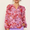 Women Skyes Are Blue Blouses | Dahlia Print Longsleeve Blouse