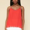 Women Skyes Are Blue Sleeveless Tops | Pleated Lace Detail Cami Top